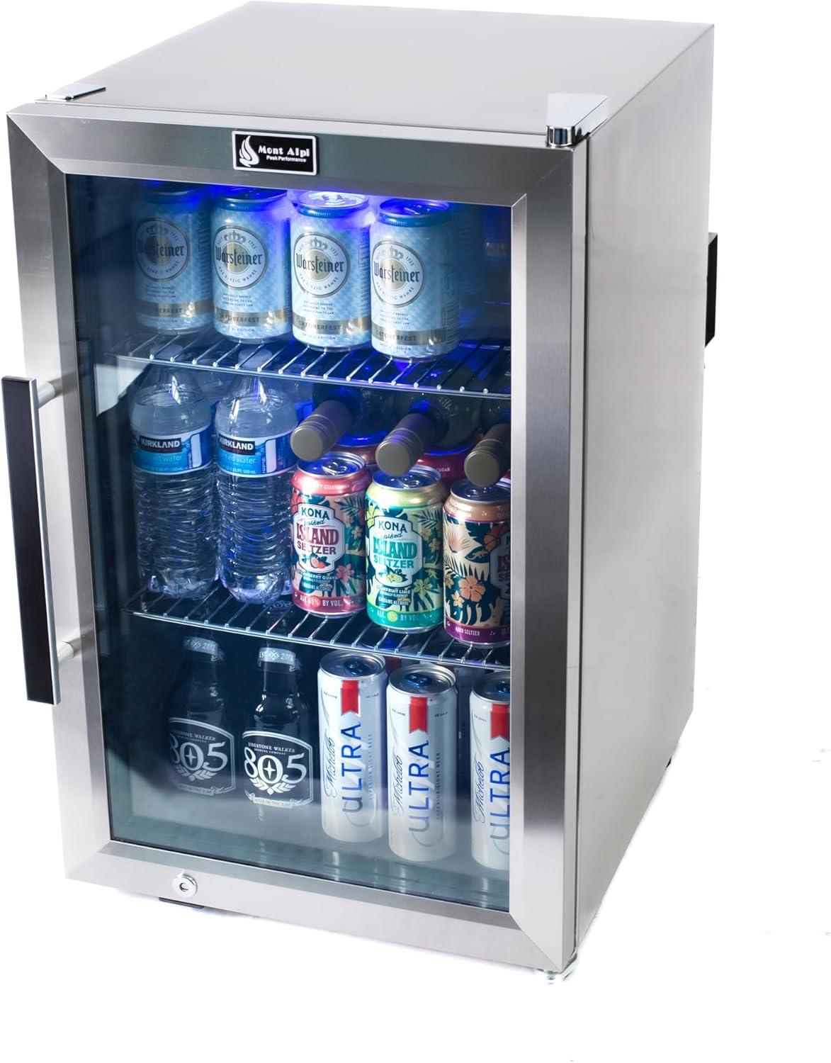 Compact Stainless Steel Outdoor Beverage Cooler with Glass Door