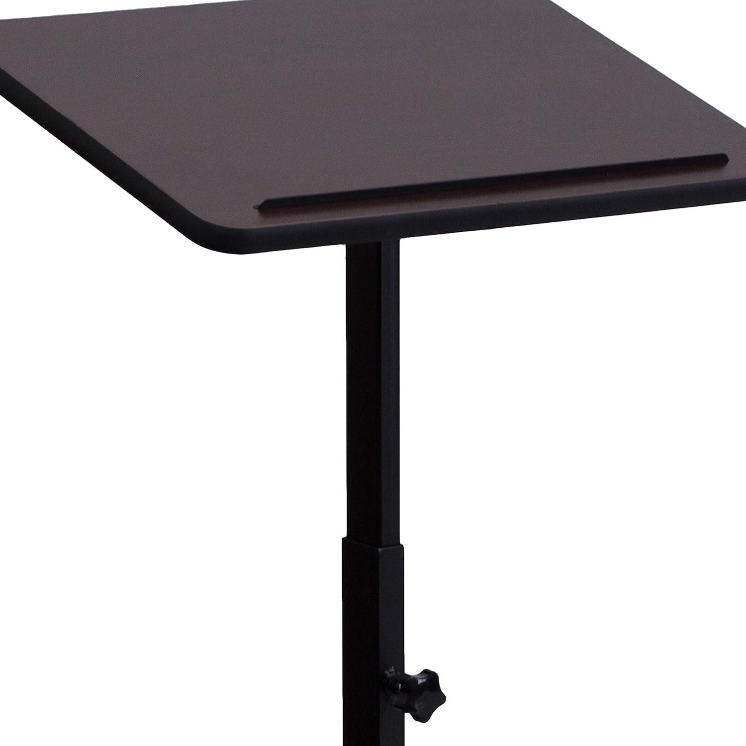 Collette Adjustable Height Slanted Top Metal Lectern in Mahogany