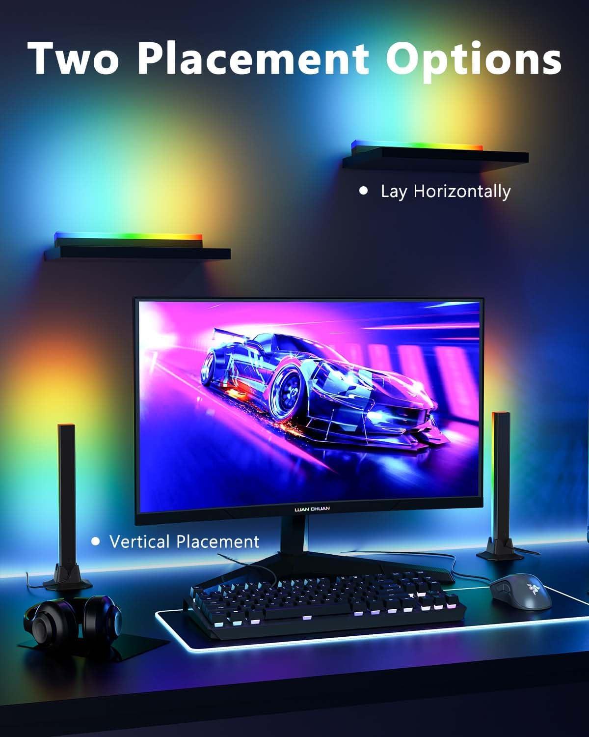 RGB Light Bars Led Light Bar with 16 Million Colors Music Sync Smart APP & Remote Control Timing Function Color Changing Ambient Lighting for Room TV Backlight PC Gaming Monitor Desk