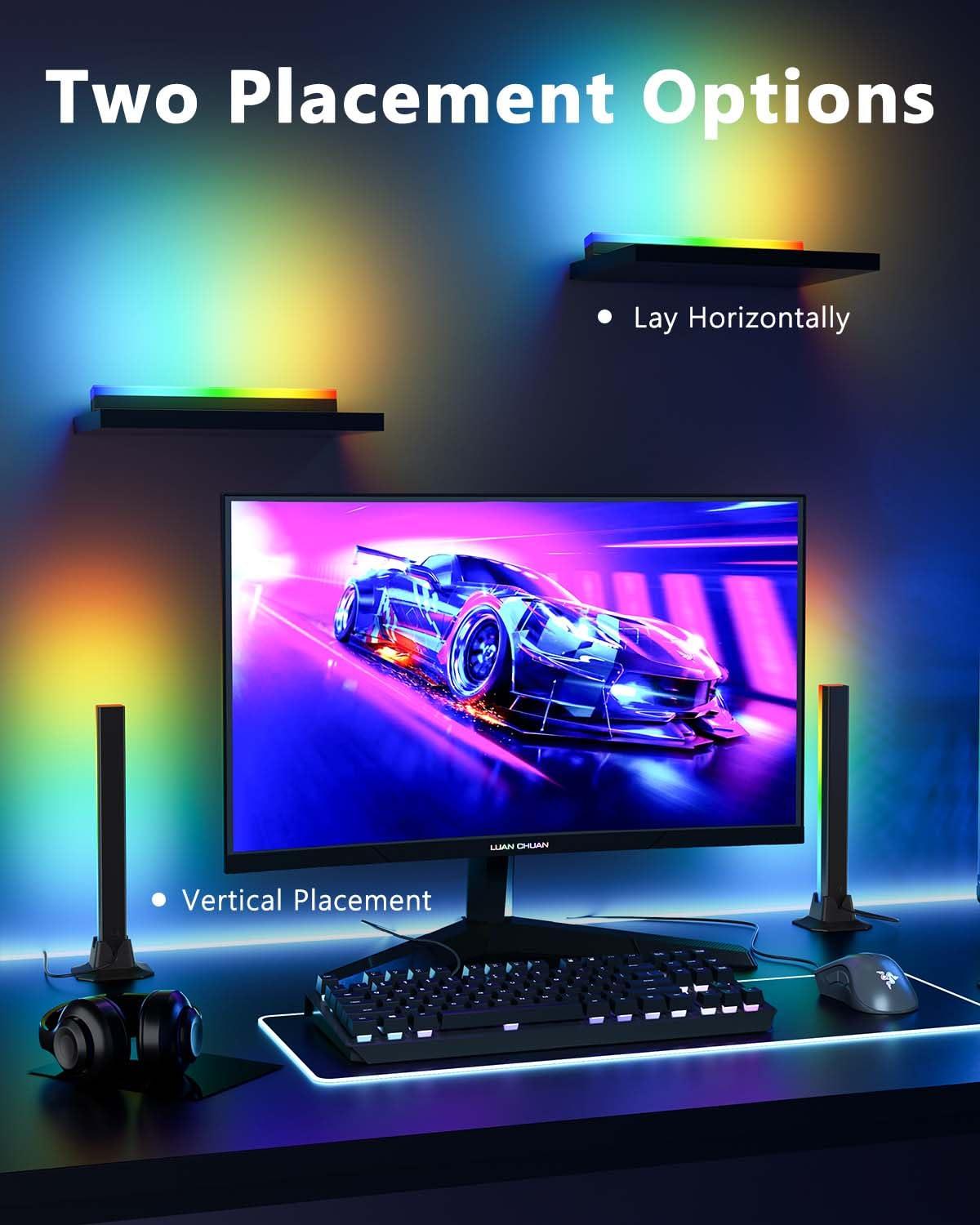 RGB Light Bars Led Light Bar with 16 Million Colors Music Sync Smart APP & Remote Control Timing Function Color Changing Ambient Lighting for Room TV Backlight PC Gaming Monitor Desk