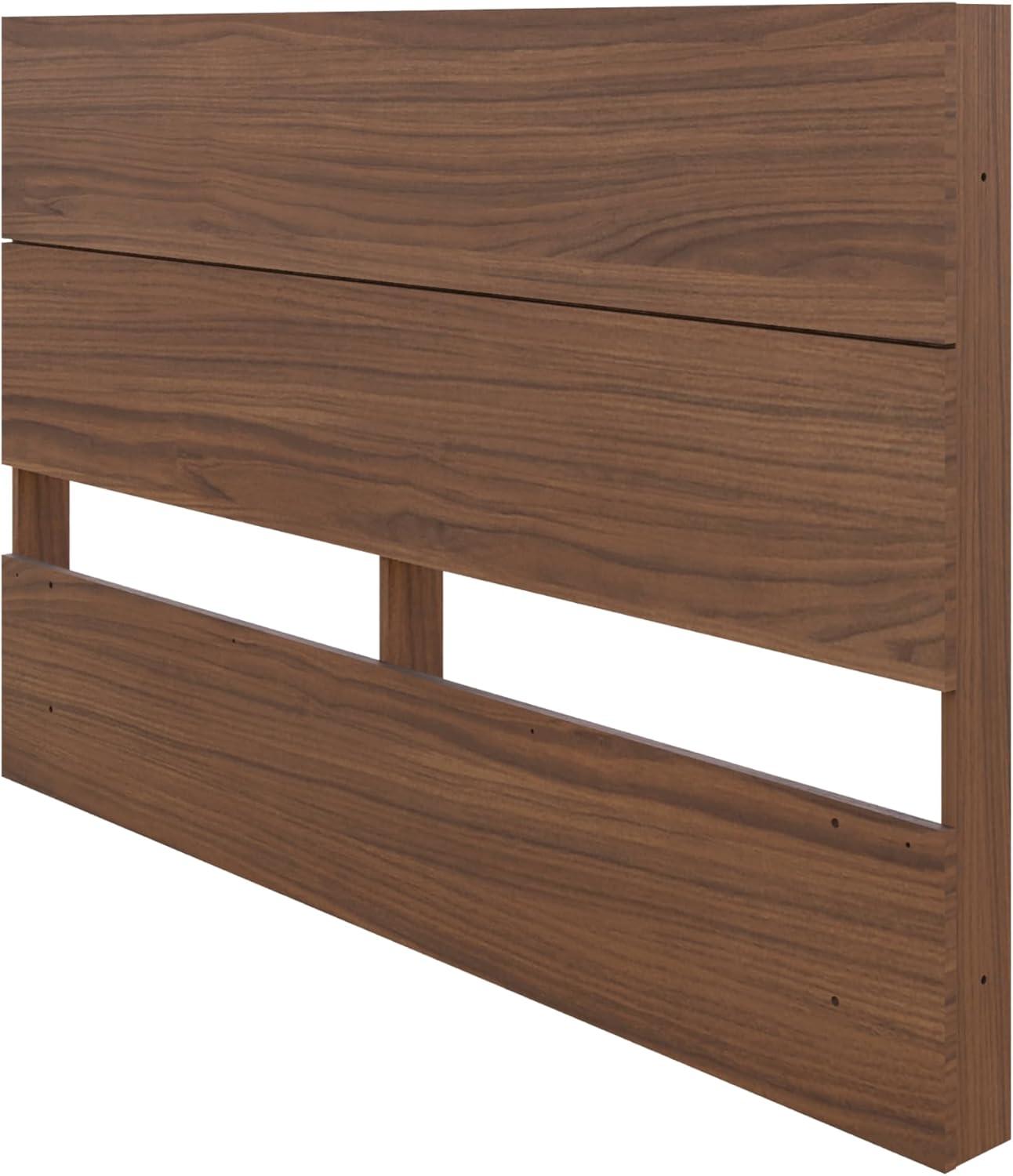 Nexera Queen Panel Headboard Walnut: Modern Style, 40" High, Wood Composite, Spot Clean, No Box Spring Needed