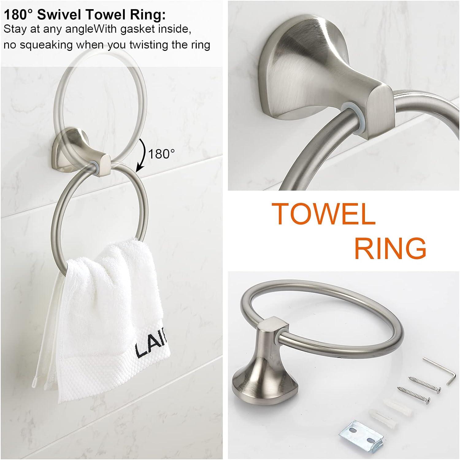 Brushed Nickel 4-Piece Bathroom Hardware Set with Adjustable Towel Bar