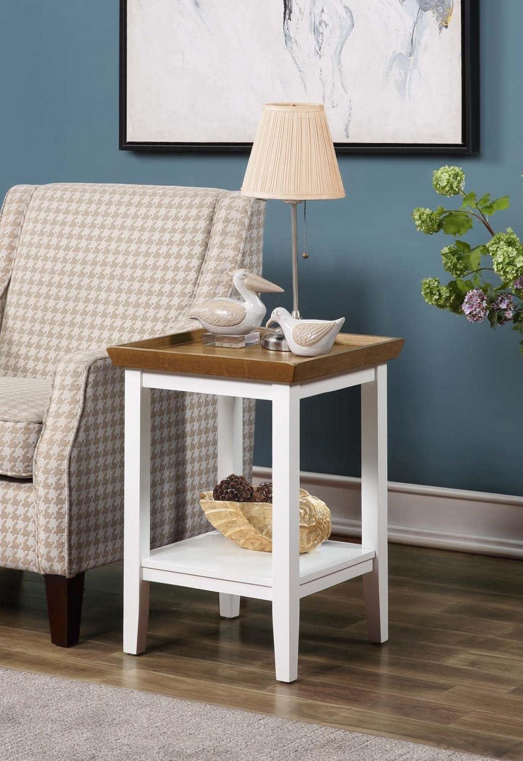 Convenience Concepts Ledgewood End Table with Shelf, Driftwood/White