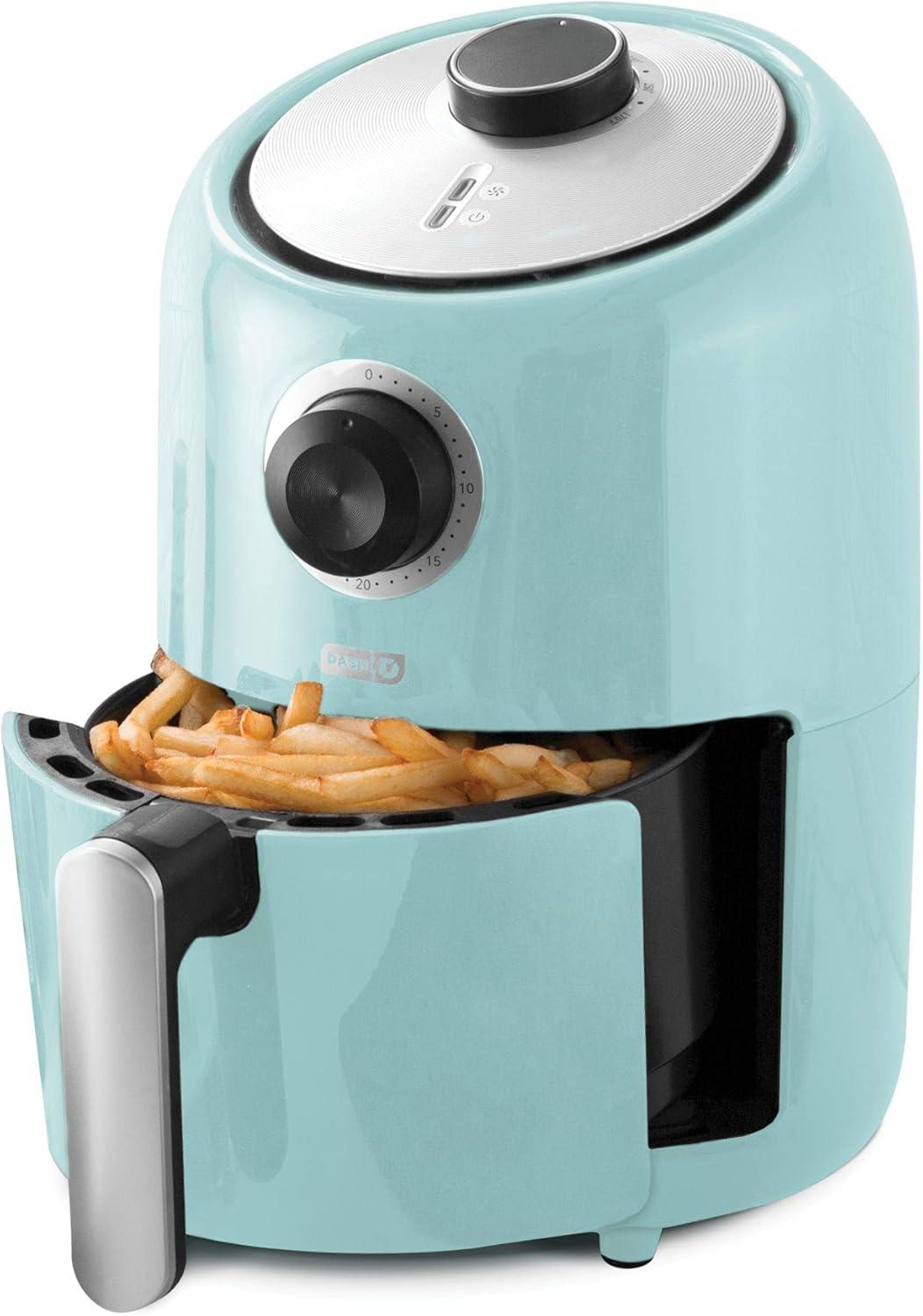 Compact Aqua Electric Hot Air Fryer with Timer Control
