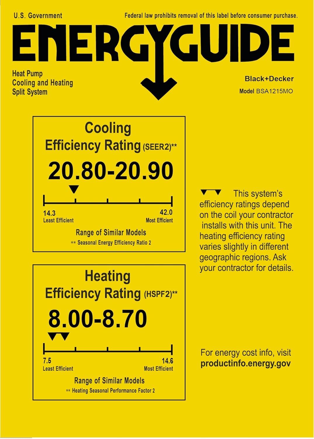 BLACK+DECKER 12,000 BTU Inverter Mini Split Air Conditioner with Heat Pump, Cools & Heats Up To 550 Sq. Ft.