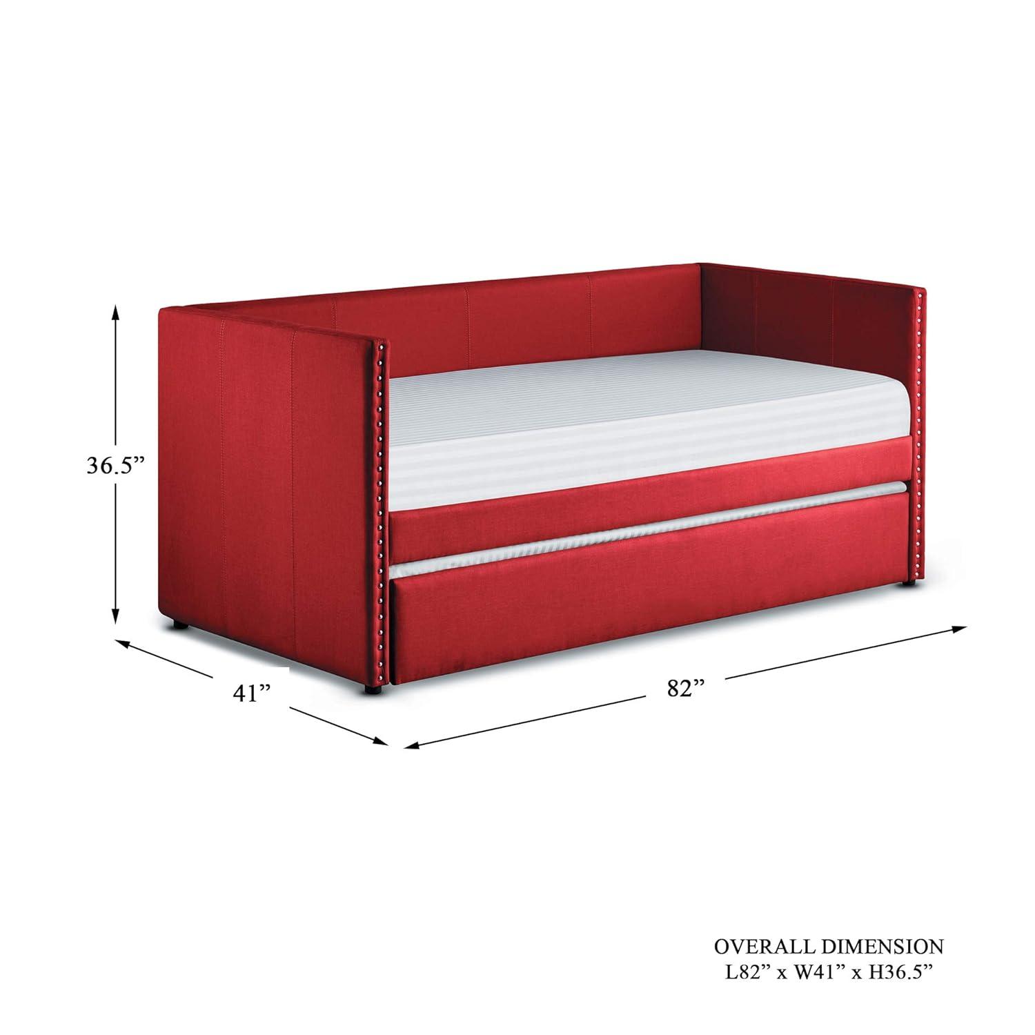 Homelegance Dufort Tuxedo Daybed with Trundle, Twin, Red