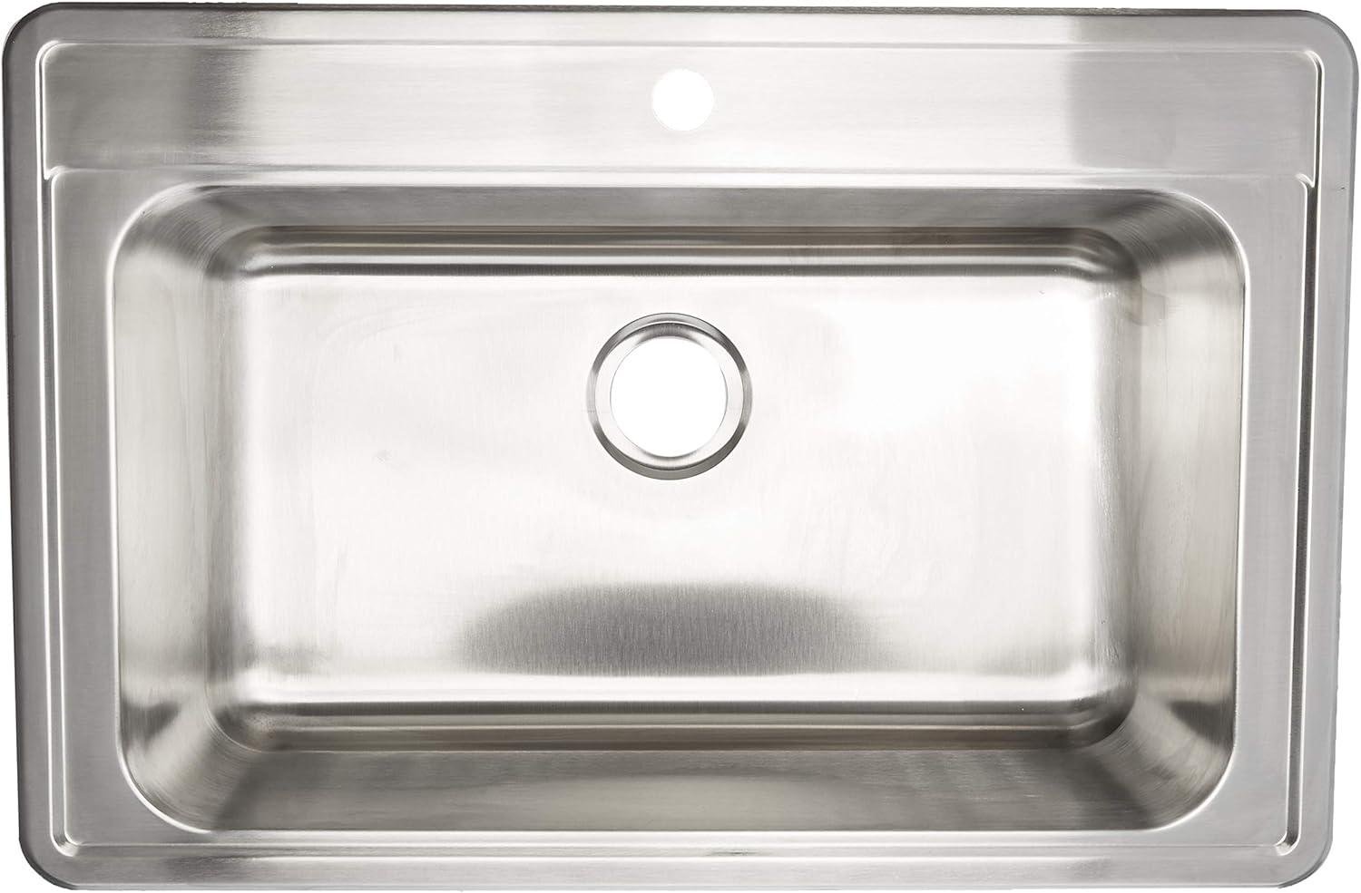 33x22 Brushed Stainless Steel Single Bowl Kitchen Sink