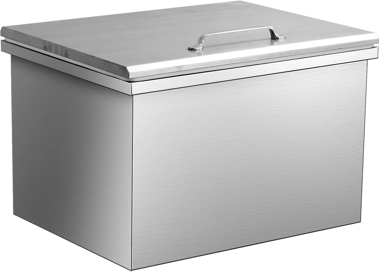 Stainless Steel 46.7QT Drop-In Ice Chest with Hinged Cover