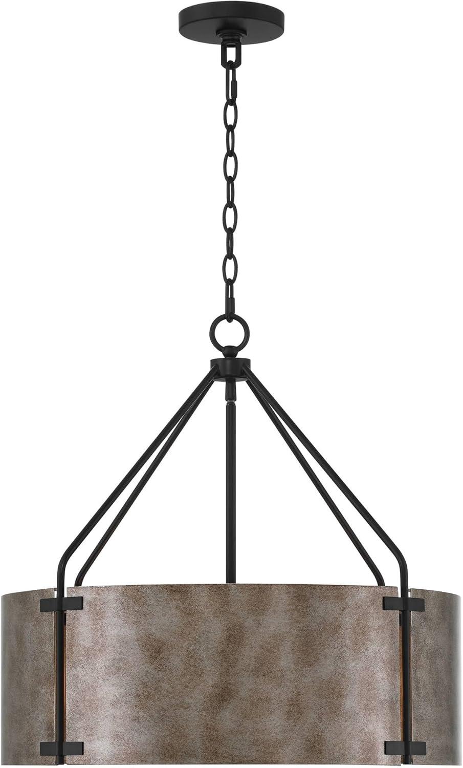 Julian 22'' Black and Silver Drum Pendant Chandelier