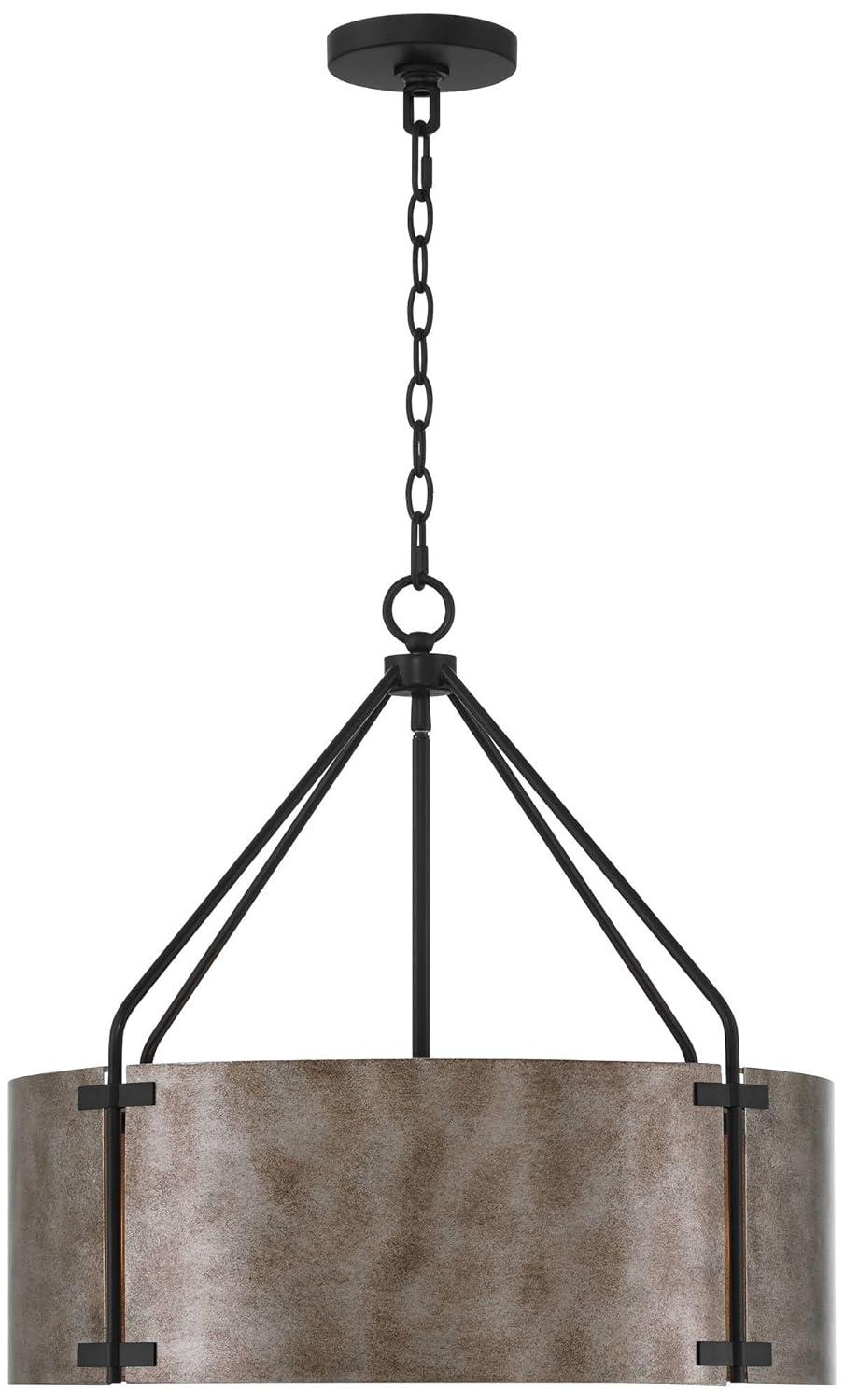 Possini Euro Design Julian 22" Farmhouse Rustic Industrial Pendant Chandelier Ceiling Light Fixture Dining Room Over Table Drum Silver Finish Metal