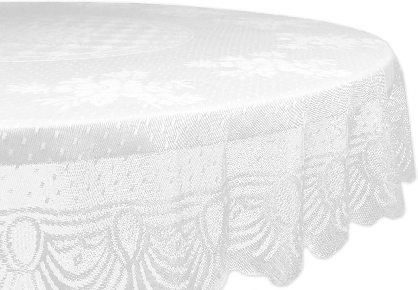 White Floral Polyester Lace Tablecloth 63 Round