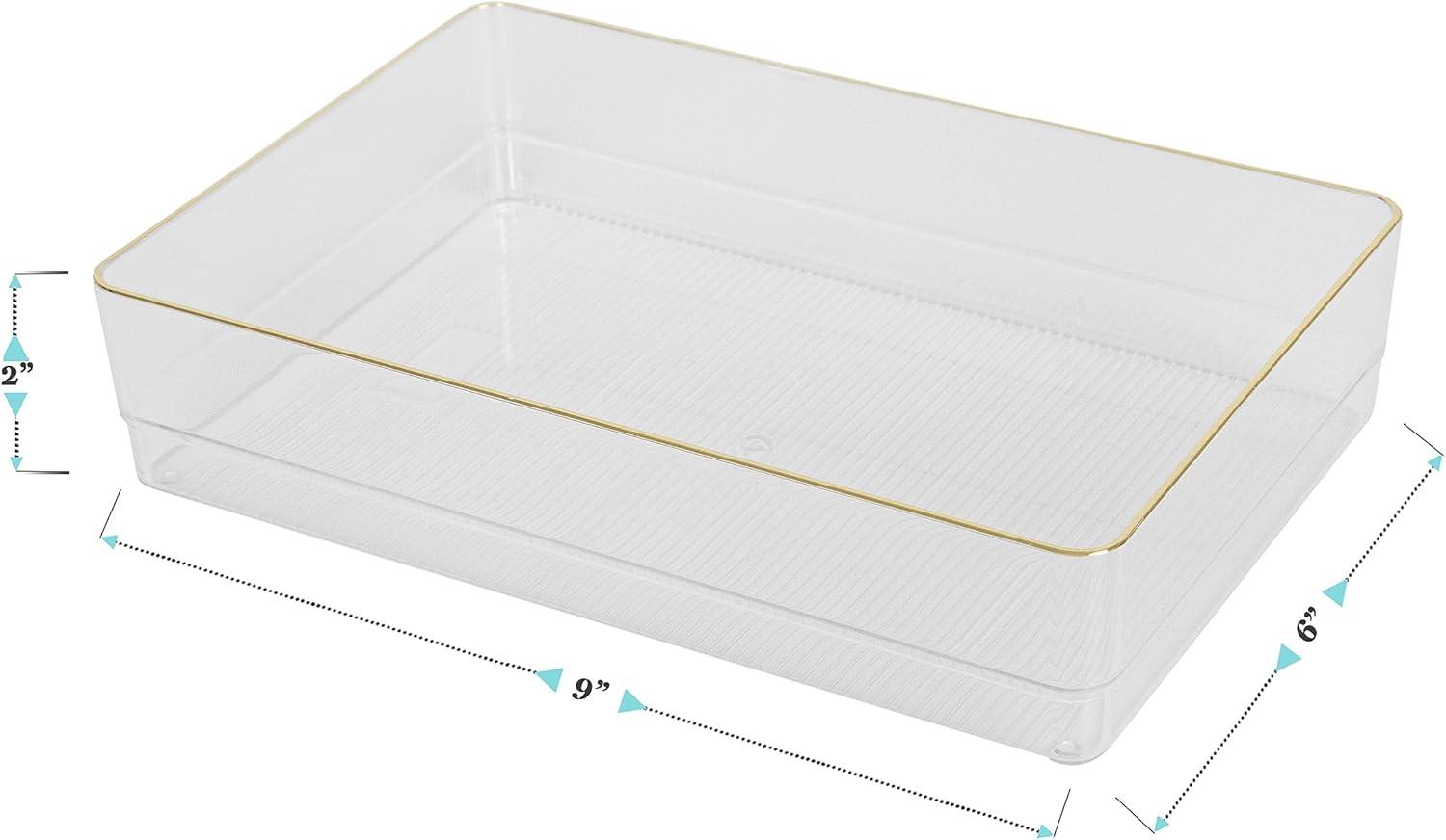 Thomas Martha Stewart Plastic Stackable Office Desk Drawer Organizers with Metallic Trim, 9" x 6"