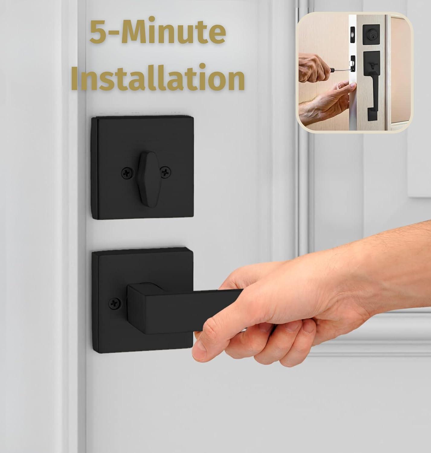 Mega Handles TOBELLE SQUARE Door Lock, Keyless Interior Door Handle Set for Hallway, Closet, Bathroom, Door Lever Interior, Lock, Door Handle - Heavy Duty Design