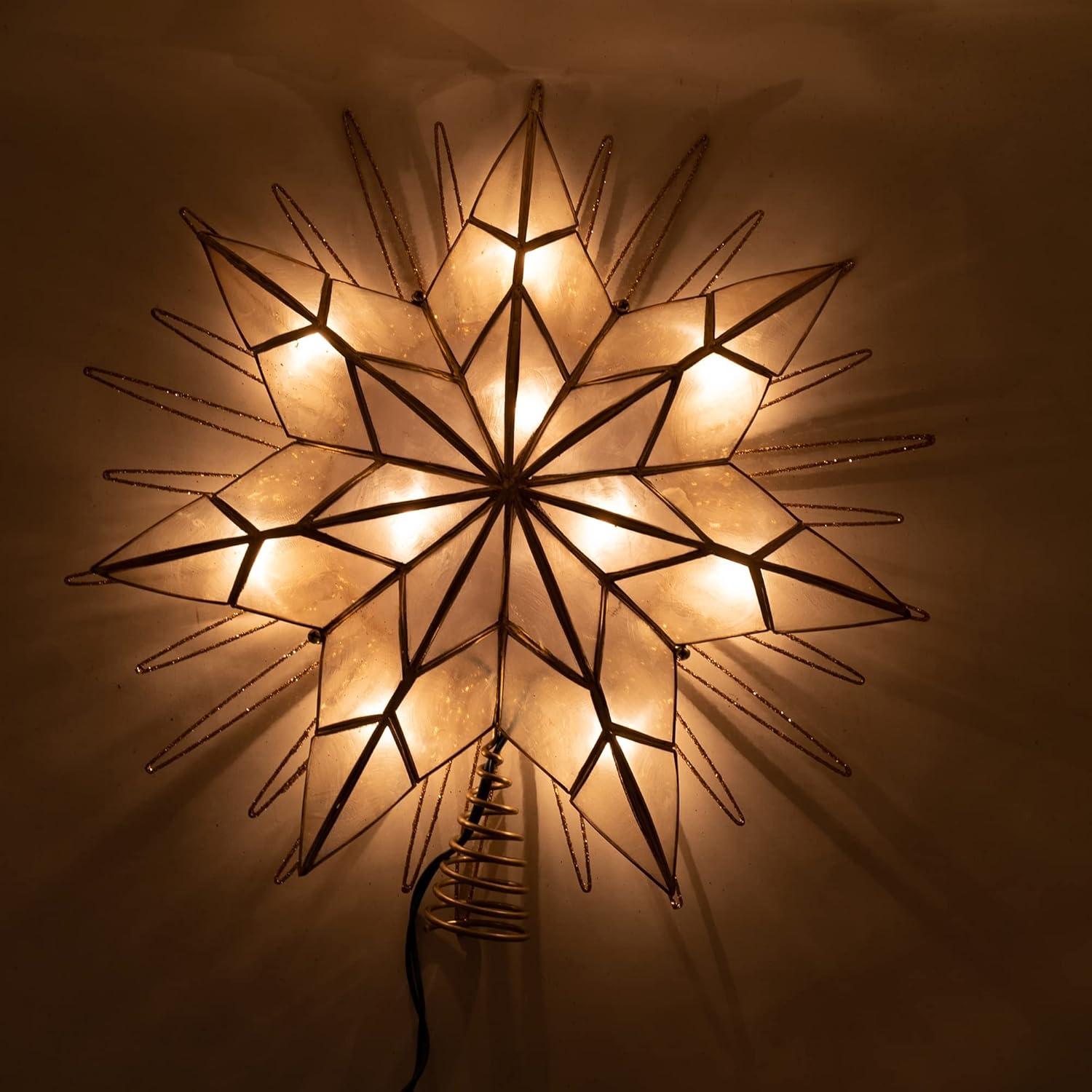 Kurt Adler 14" 7-Point Natural Capiz Star Lighted Treetop