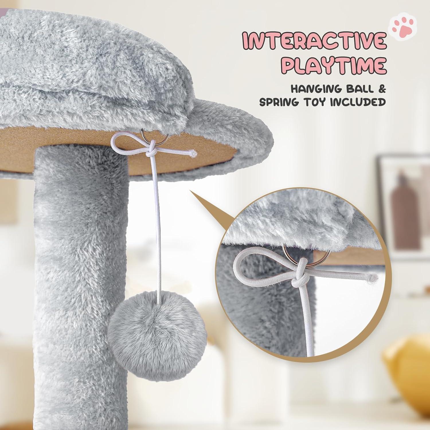 MoNiBloom 54.5" Multi-Level Cat Tree Condo Cat Tower with Scratching Posts & Plush Perch, Light Gray