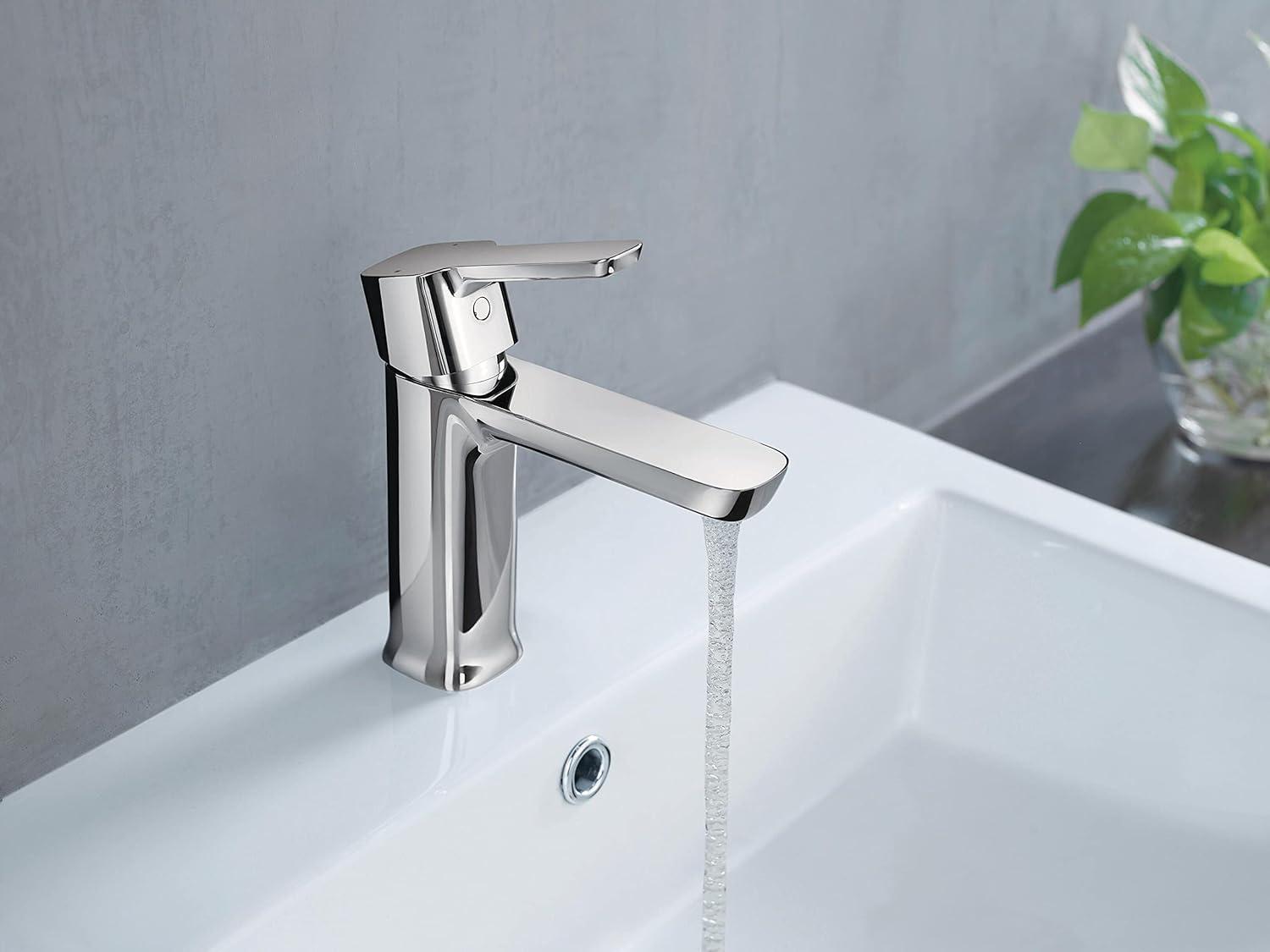 Delta Modern Chrome 6.5" Single Hole Bathroom Faucet with Drain Assembly