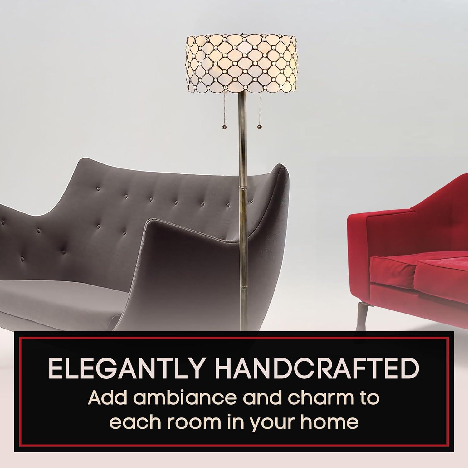 Serena d'italia Contemporary Tiffany 2 light Striped 60 in. Bronze Floor Lamp