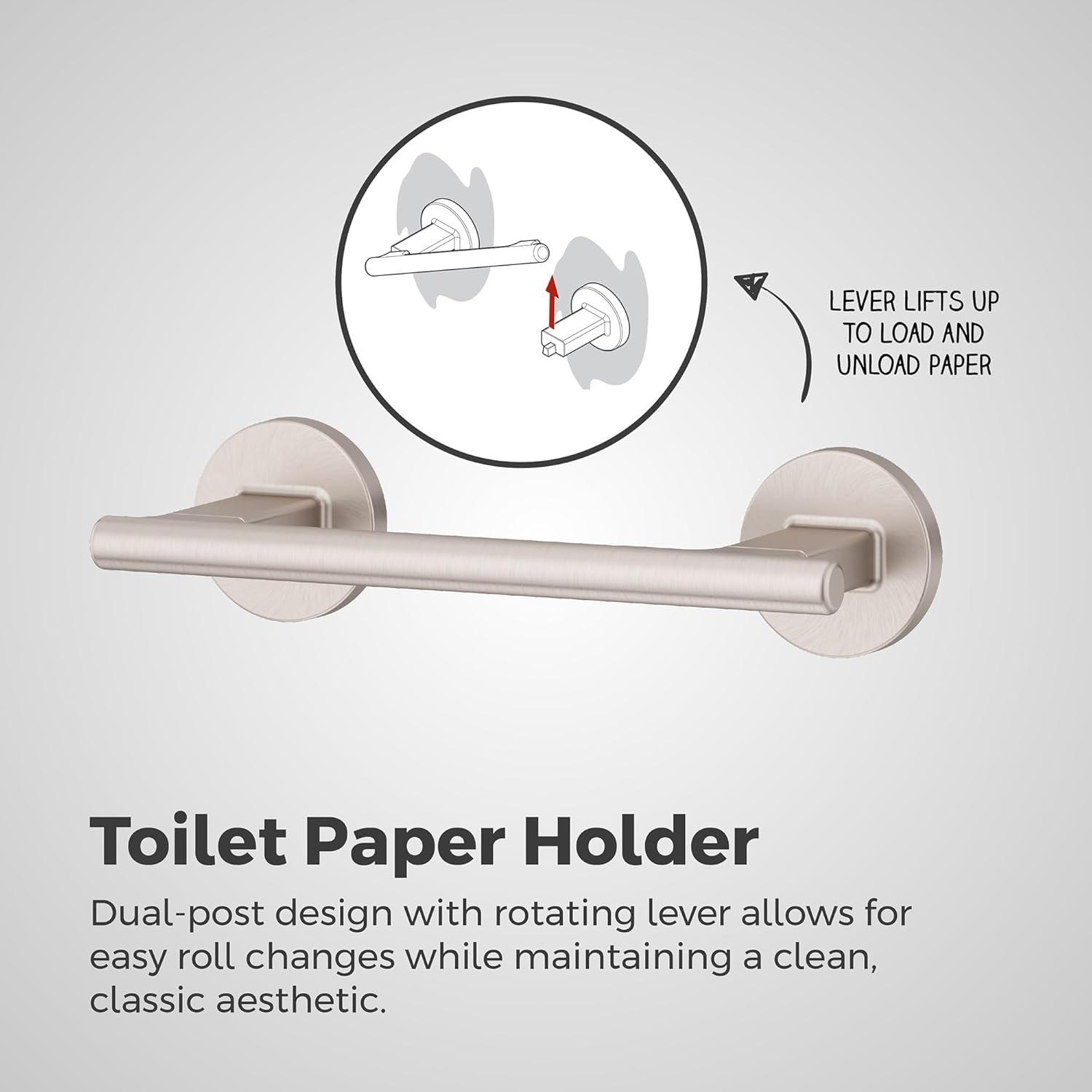 Pfister Capistrano Toilet Paper Holder, Bathroom Tissue Roll Holder, Wall-Mounted, Screw-in, Spot Defense Brushed Nickel Finish, BPHCSO0GS