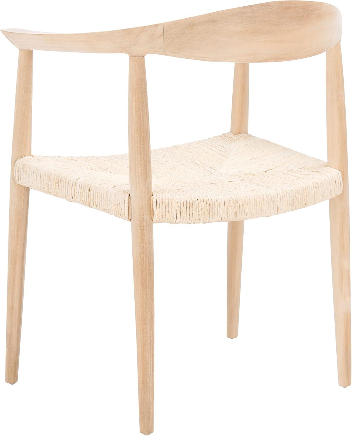 SAFAVIEH Volta Foc Twist Accent Chairs, Unfinished Natural Teak/Natural Foc Twist (24.8 in. W x 18.9 in. D x 30.7 in. H)