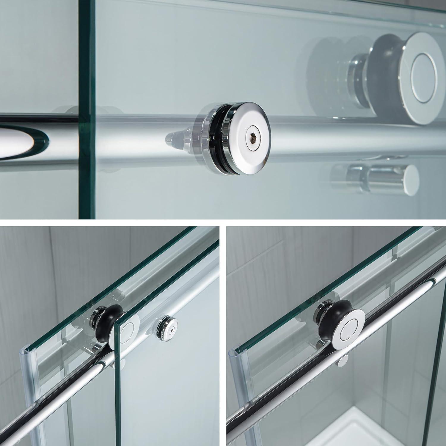 WoodBridge Frameless Single Sliding Shower Door with Soft Close System, 57.5-60" Width x 80"Height with 5/16"(8mm) Clear Tempered Glass & Reviews | Wayfair