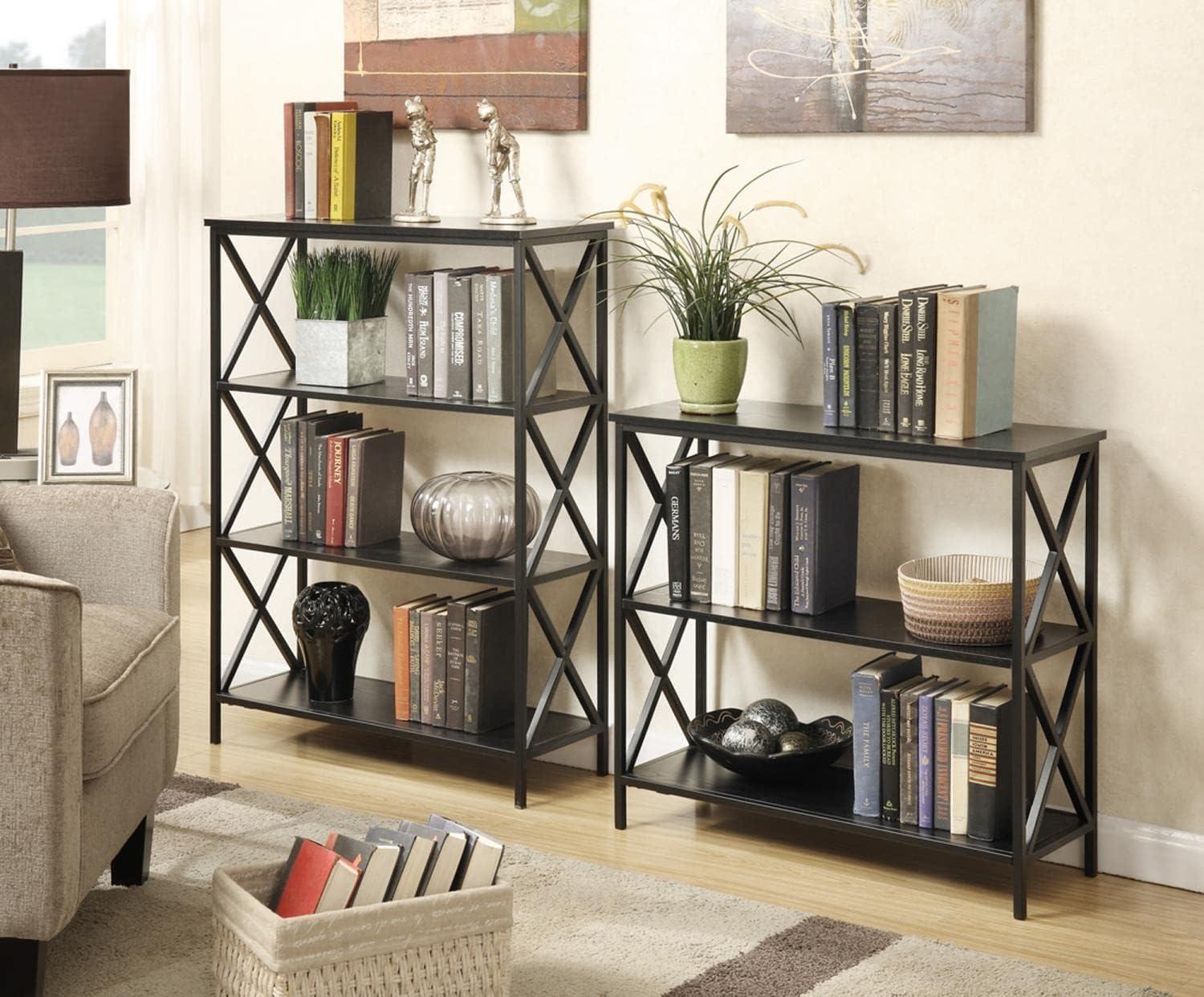 Tucson Modern Black 3-Tier Particleboard Bookcase