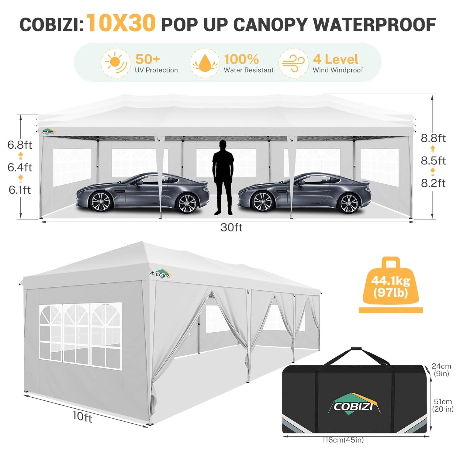 Ktaxon 10' X 30' Canopy Tent with 8 Side Walls for Party Wedding Camping and BBQ