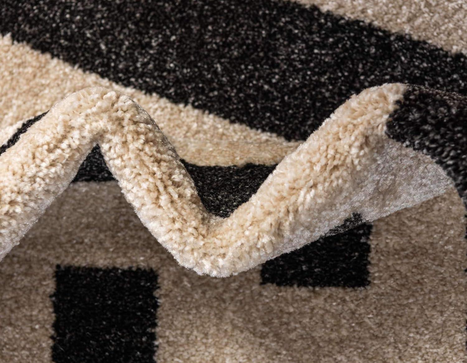 Unique Loom Athens Collection Area Rug - Greek Key (7' 1" x 10' Rectangle Black/Beige)