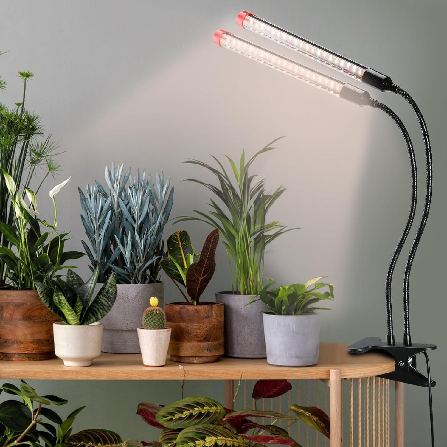 Adjustable Black Dual LED Plant Grow Light with Timer