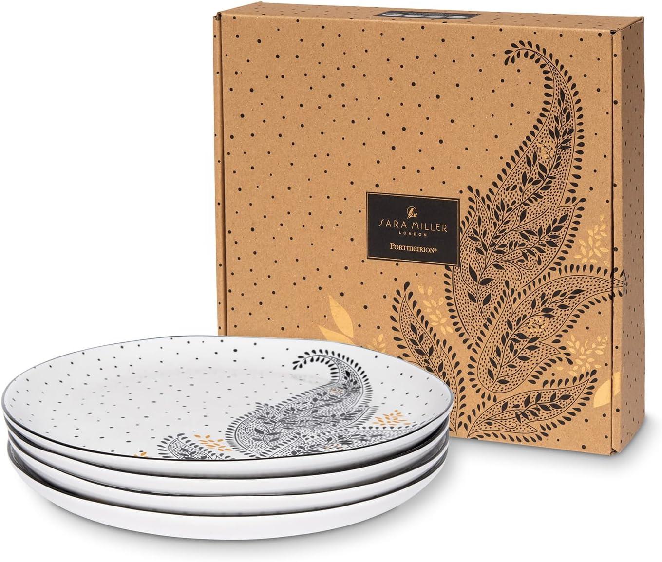 Artisanne Noir 10.5-Inch Porcelain Dinner Plates, Set of 4