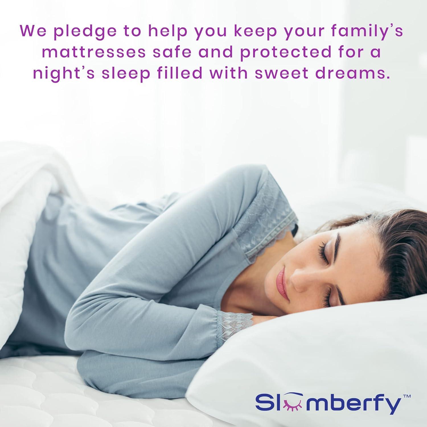 Cal King Size Waterproof Premium Mattress Pad by Slumberfy, Skin-Safe Mattress Pad with Bamboo Topper, All Natural & Breathable Fabric, Quilted, Fitted Bed Cover, Cooling Mattress Topper – 60x80 in.