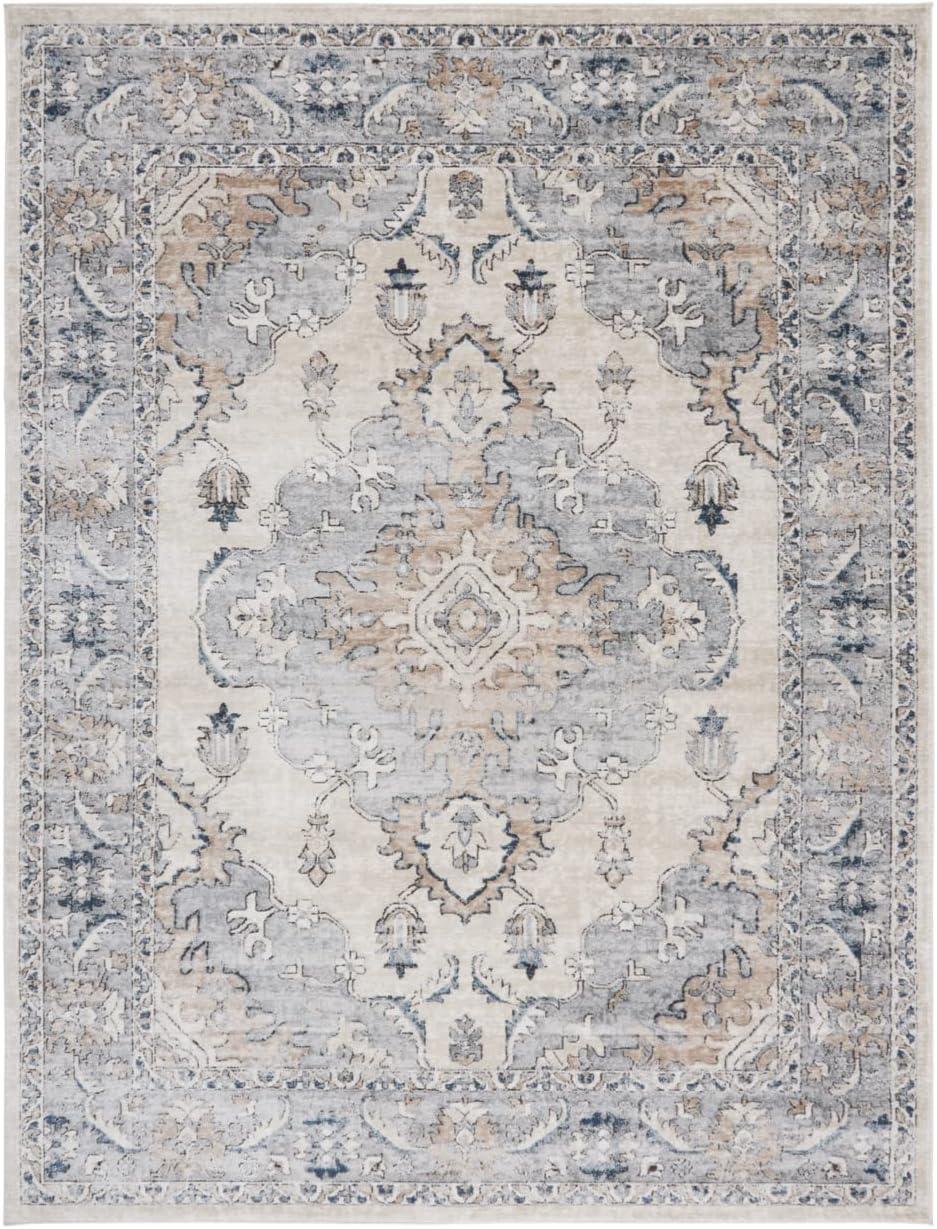 SAFAVIEH Oregon Ethelinda Floral Bordered Area Rug, Beige/Grey, 9' x 12'