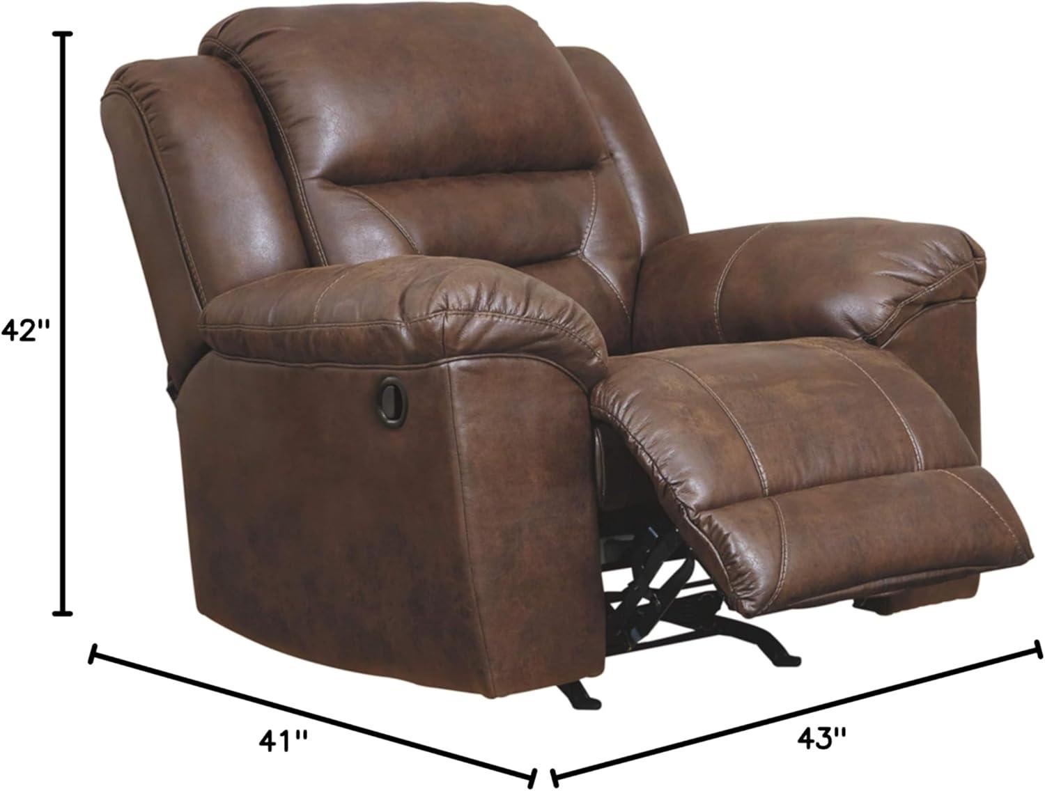 Chocolate Faux Leather Recliner with Metal Frame