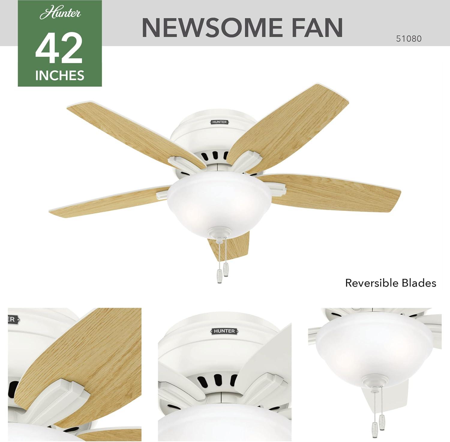 Fresh White 42" Low-Profile LED Ceiling Fan with Whisper-Quiet Motor