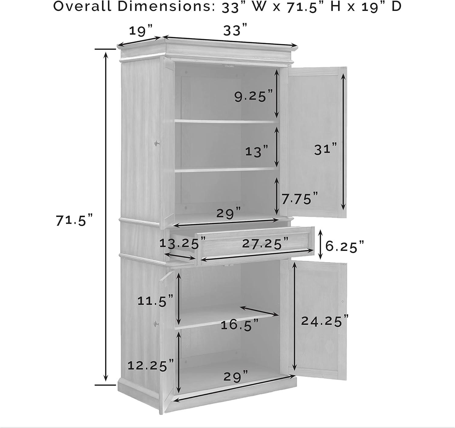Parsons Pantry Storage Wood/Mahogany - Crosley: Adjustable Shelving, Drawer, Traditional Style