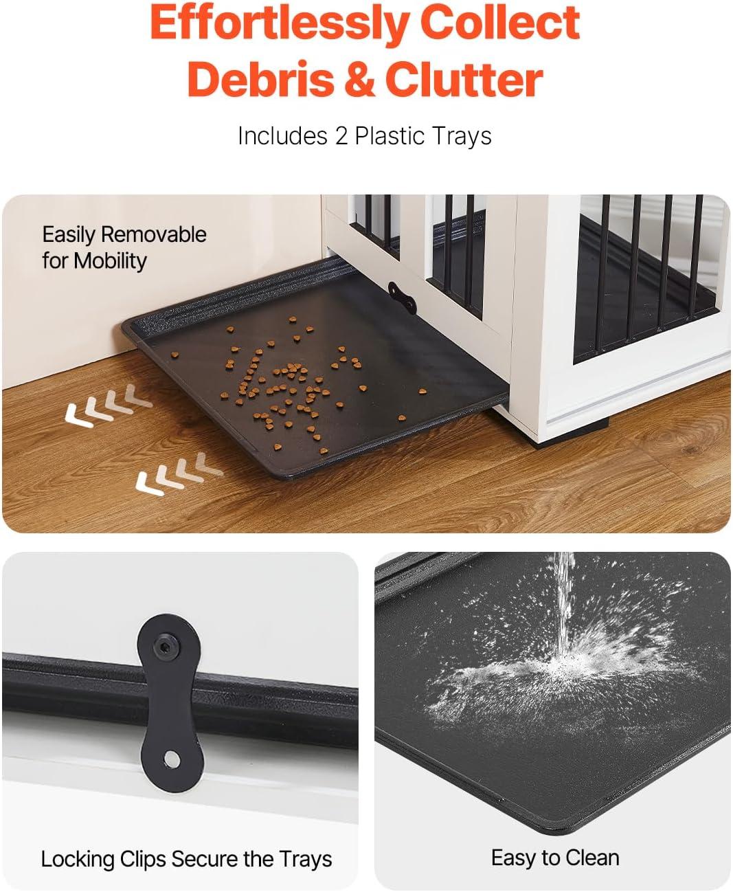 VEVOR 72"Dog Crate Furniture for 2 Dogs,Double Dog Crate Furniture with Double Sliding Doors,Large Dog Crate TV Stand with Removable Tray,Steel Frame Double Dog Crate for Small,Medium,Large Dogs White