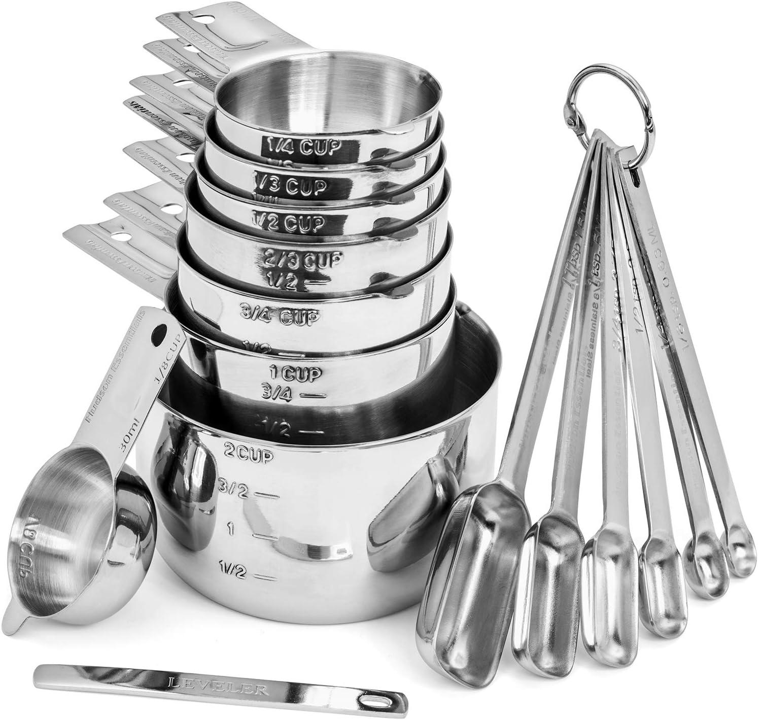 Hudson Essentials 15-Piece Stainless Steel Measuring Cups and Spoons Set