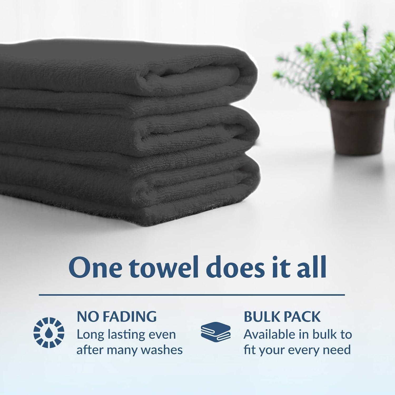 Simpli-Magic Hand Towels, Multipurpose Cotton Towels for Bathroom Use & More, 16" x 27", Black