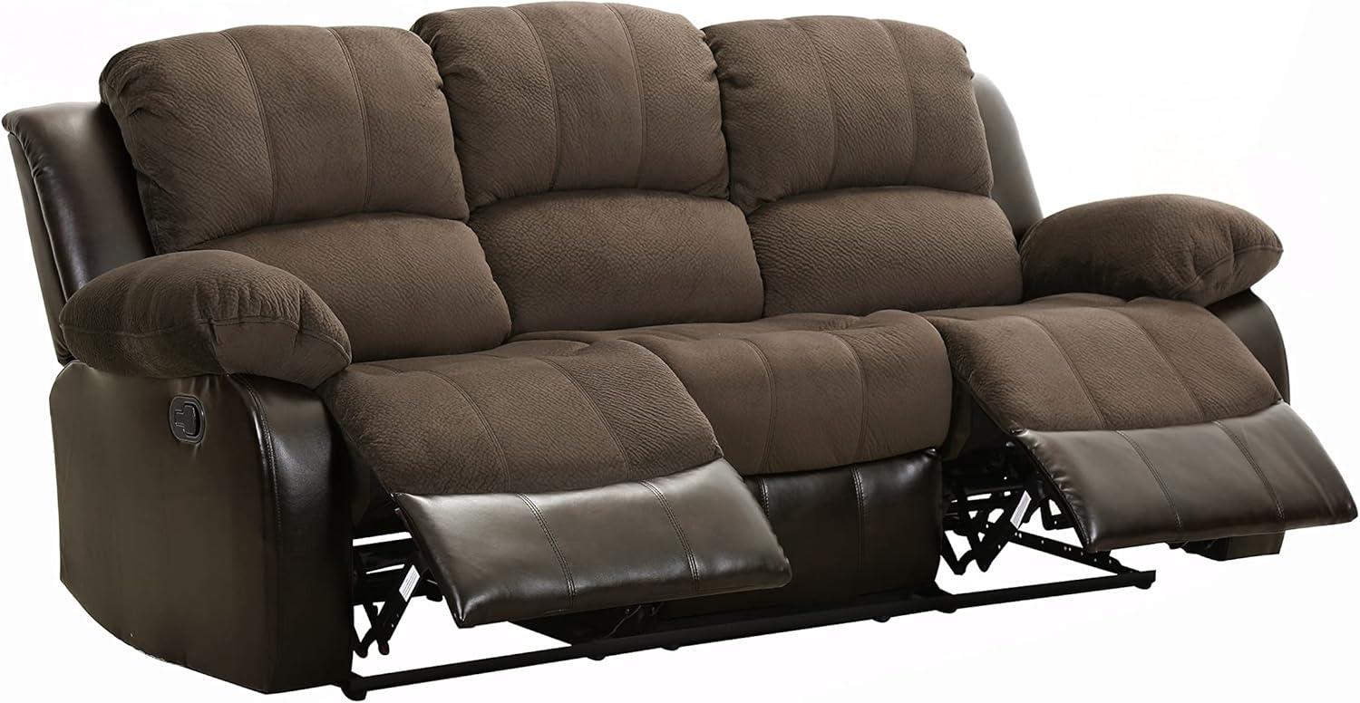 Lexicon Cranley Traditional Microfiber Double Reclining Sofa in Chocolate