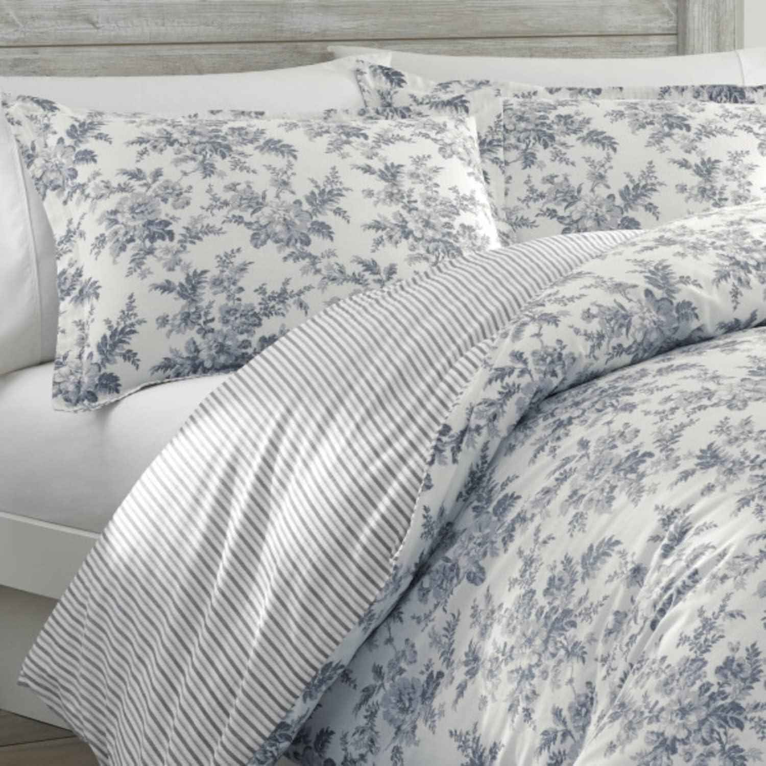 Laura Ashley Laura Ashley Annalise Floral Grey Cotton Bonus Comforter Set