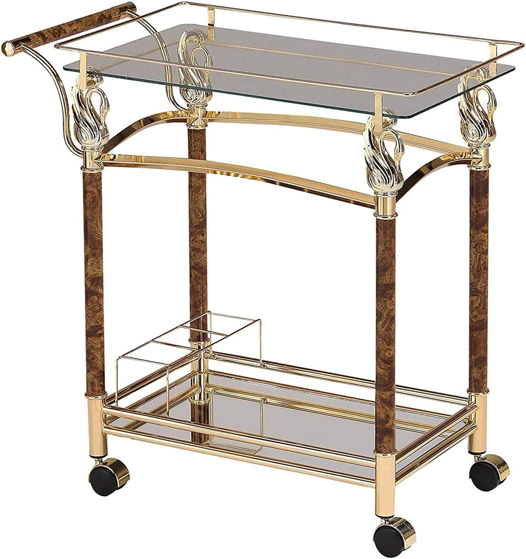 29" Helmut Kitchen Carts And Islands Gold Plated and Clear Glass - Tempered - Acme Furniture