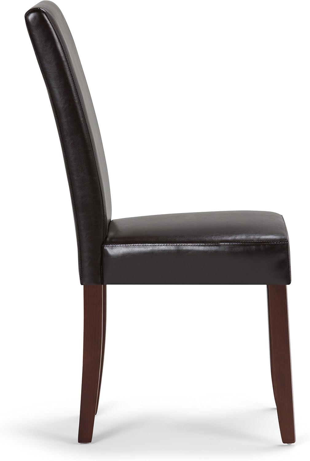 Acadian Transitional Parson Dining Chair (Set of 2) in Tanners Brown Faux Leather