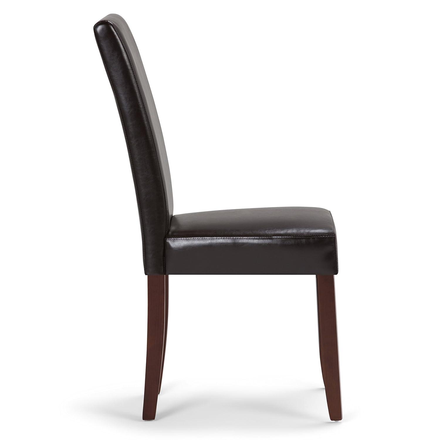 Simpli Home Acadian Andover Upholstered Parson Dining Chair with Tufted Backrest and Solid Wood Frame (Set of 2)