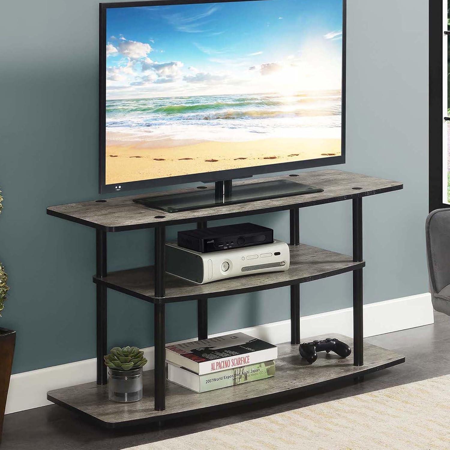 Convenience Concepts Designs2Go No Tools 3 Tier Wide TV Stand for TVs up to 46", Faux Birch/Black