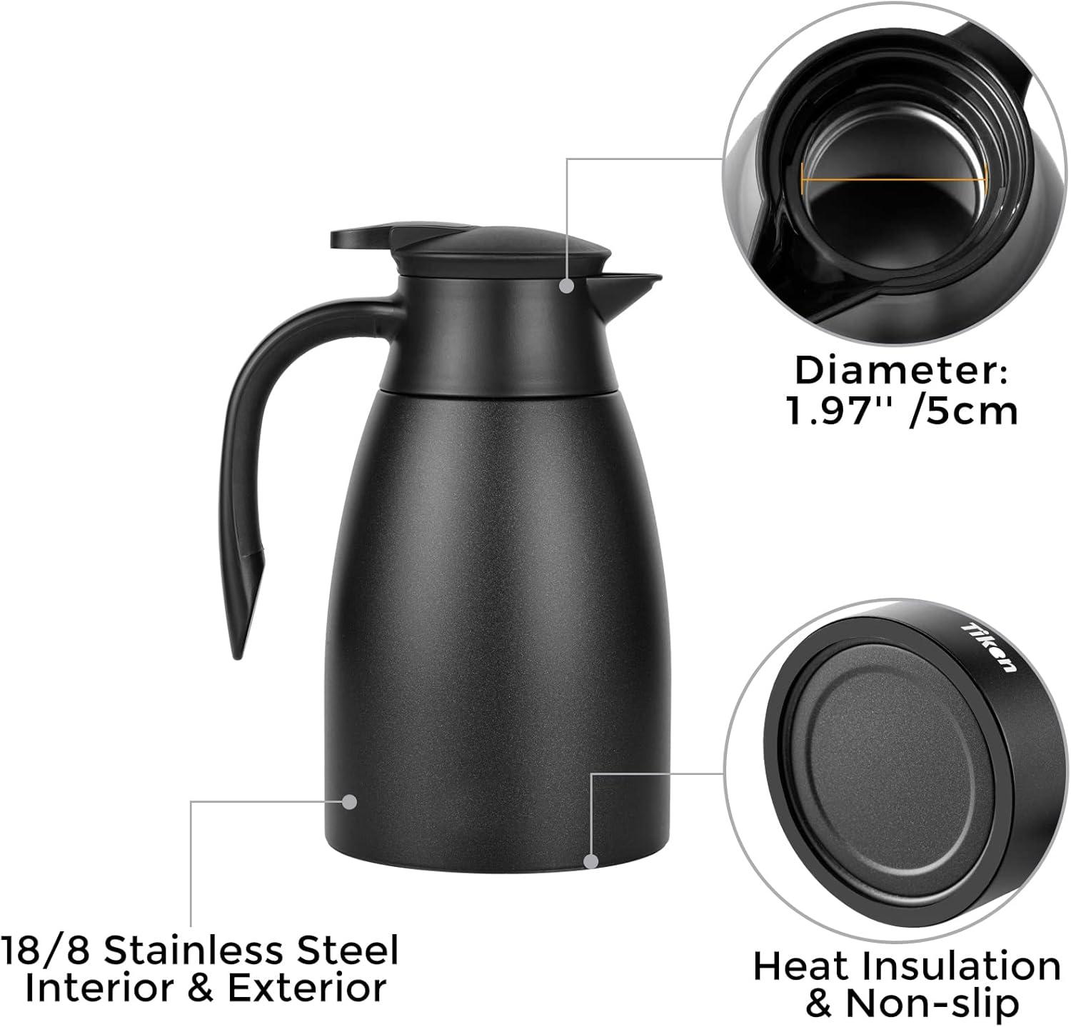 51 Oz Thermal Coffee Carafe, Stainless Steel Insulated Vacuum Coffee Carafes For Keeping Hot, 1.5 Liter Beverage Dispenser (Starry Black)