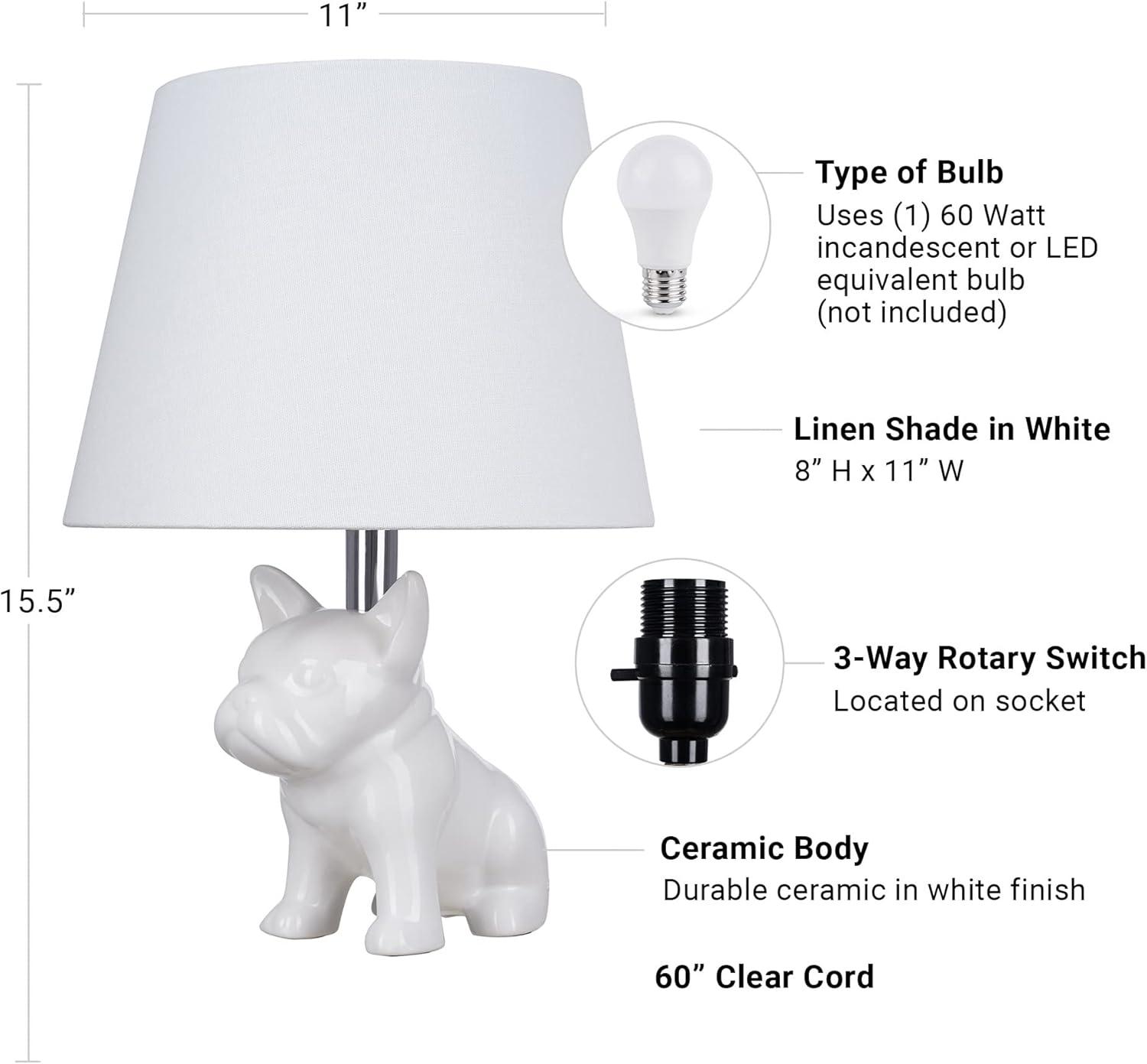Bulldog Ceramic Table Lamp - White