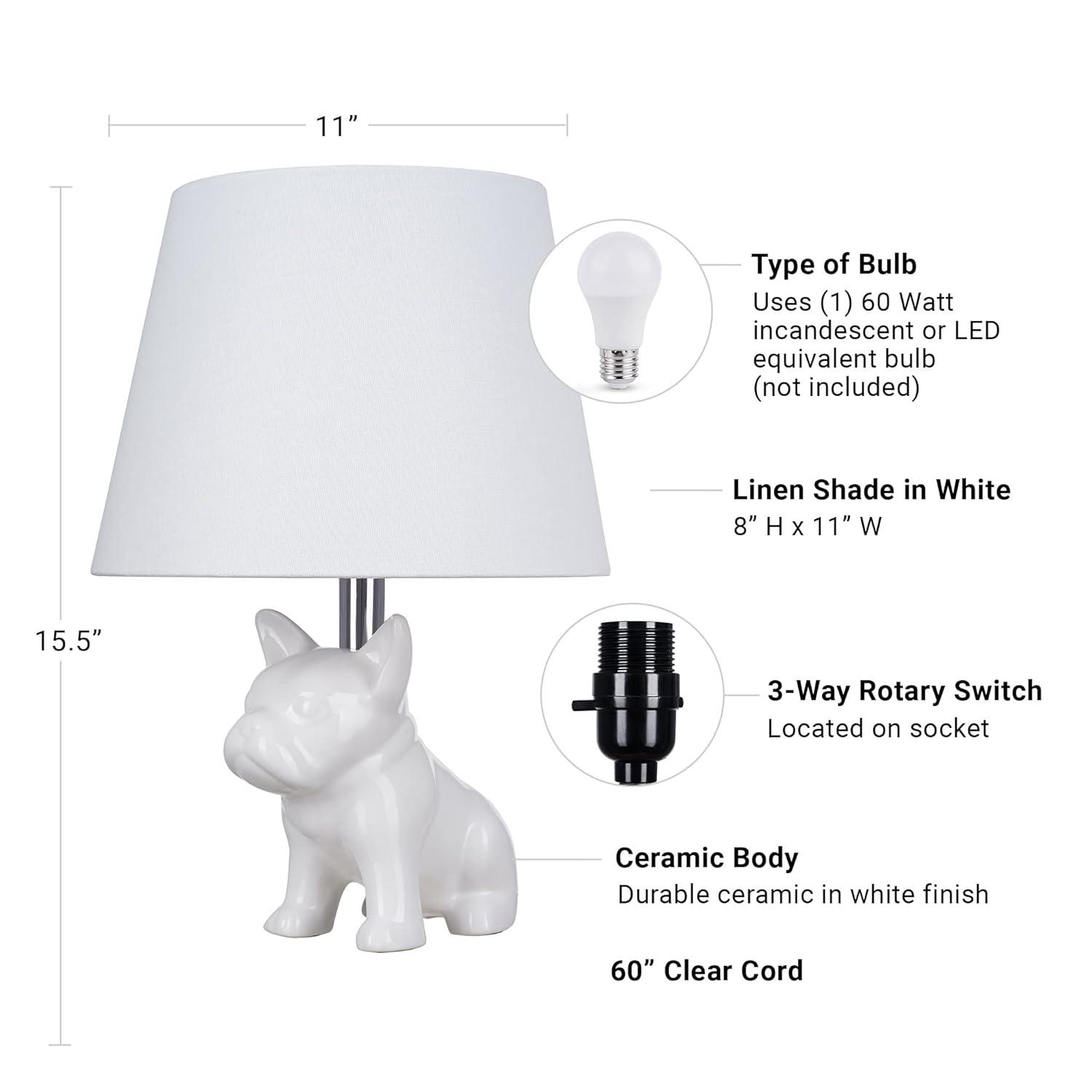 Bulldog Ceramic Table Lamp - White