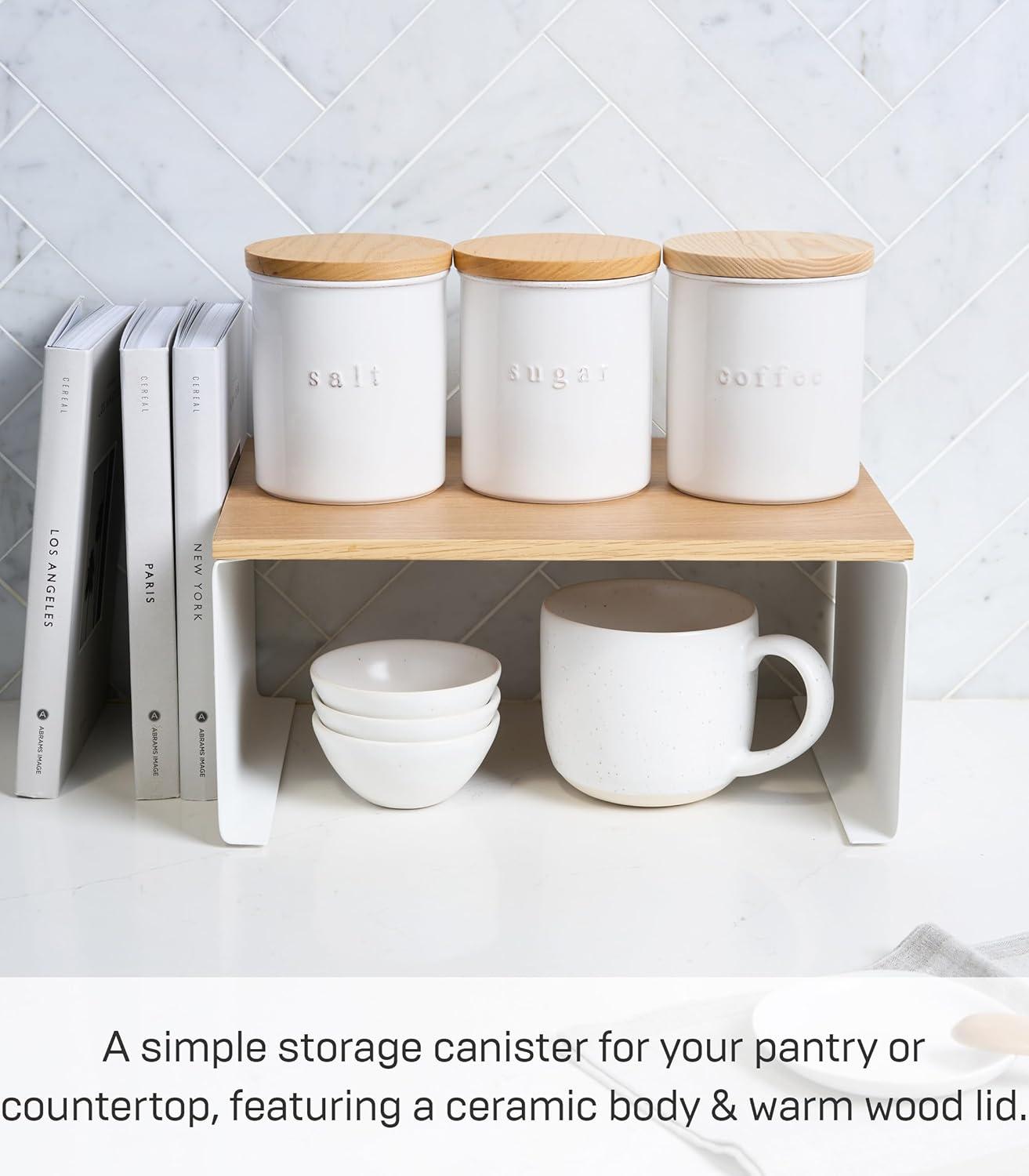 Tosca Yamazaki Home Ceramic Canister, Dry Food Kitchen Storage Container, Plain, 15.25 oz. Airtight