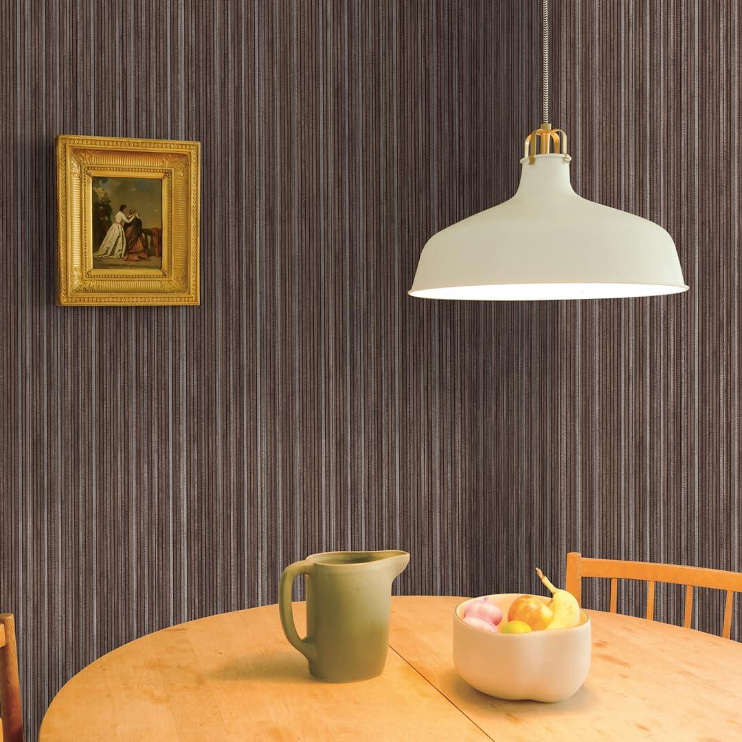 Tempaper Textured Faux Grasscloth Brown & Metallic Silver Peel and Stick Wallpaper, 20.5" x 16.5'