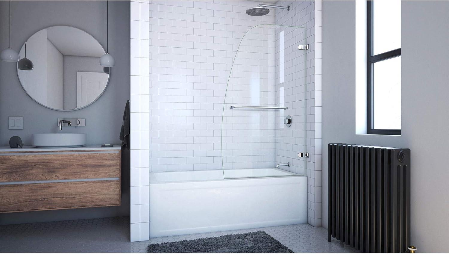 DreamLine 34'' x 58'' Frameless Chrome Hinged Tub Door