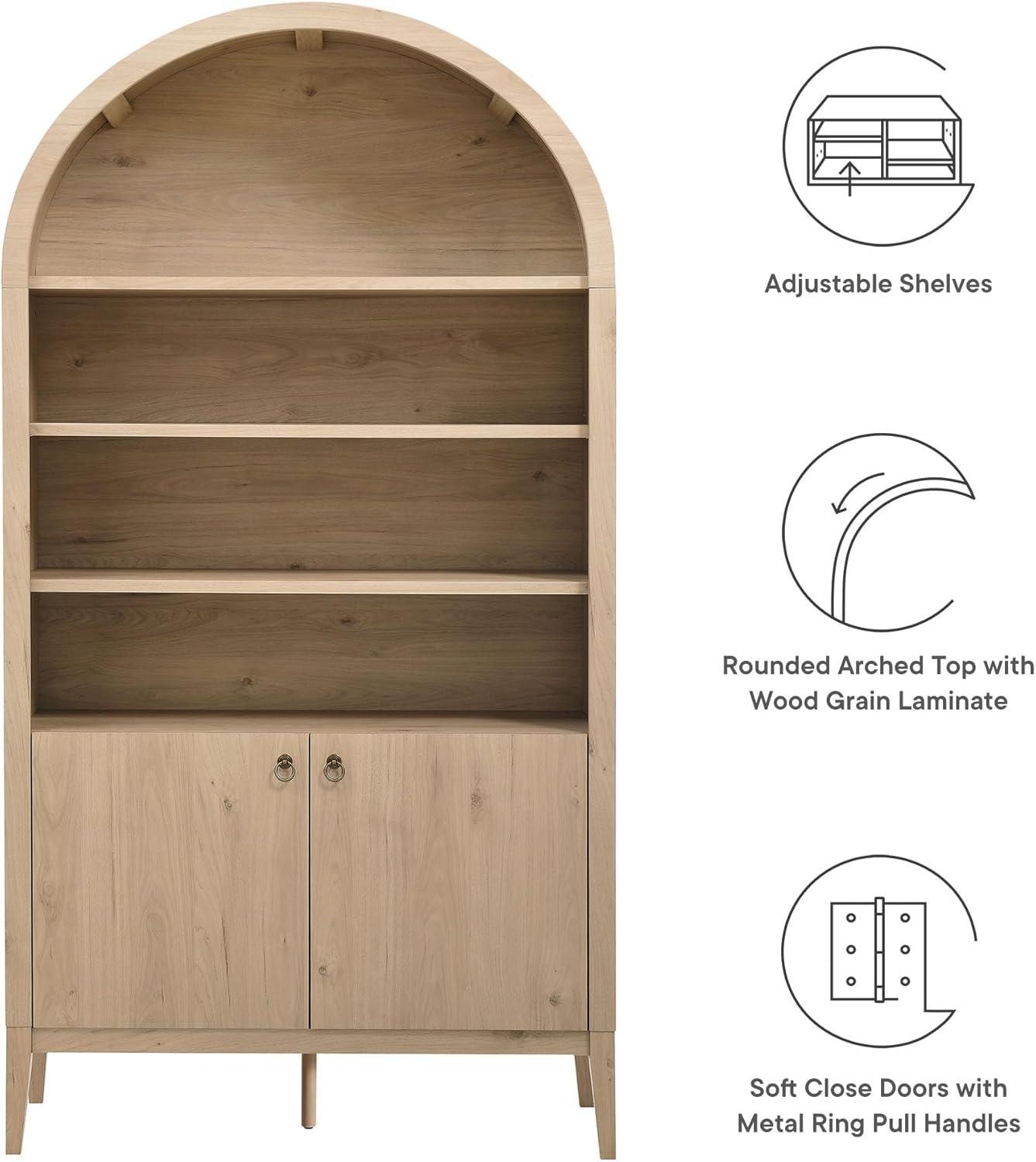 Modway Nolan 74" Tall Arched Storage Display Cabinet Bookshelf